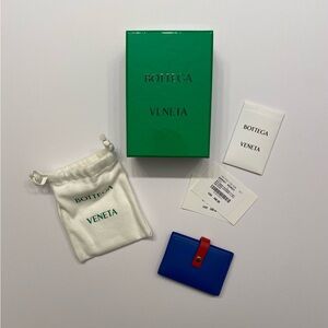 Bottega Veneta Bicolor Ram Skin Blue Unisex Card Case